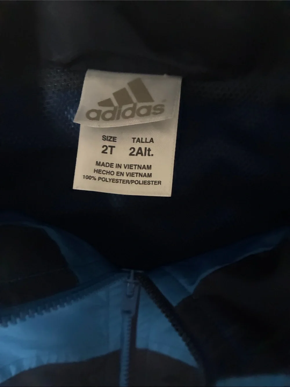 adidas Kids Blue & Navy Track Jacket with Reflective Stripes Size 2T